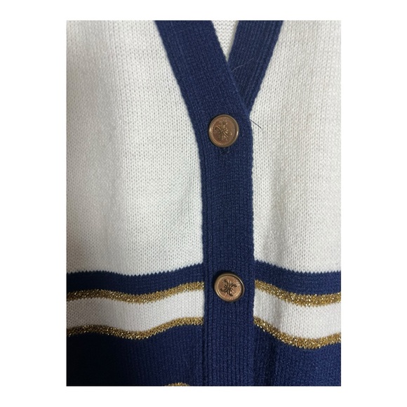 Anchor Embroidered Women's Cardigan - Navy and White - Picture 5 of 6
